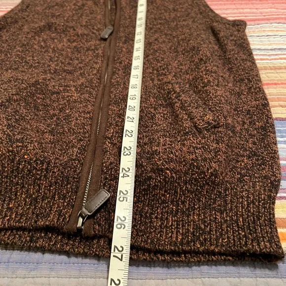 CREMIEUX Mens Brown Speckled Wool Knit Full Zip Mock Neck Vest Size M - Picture 7 of 7